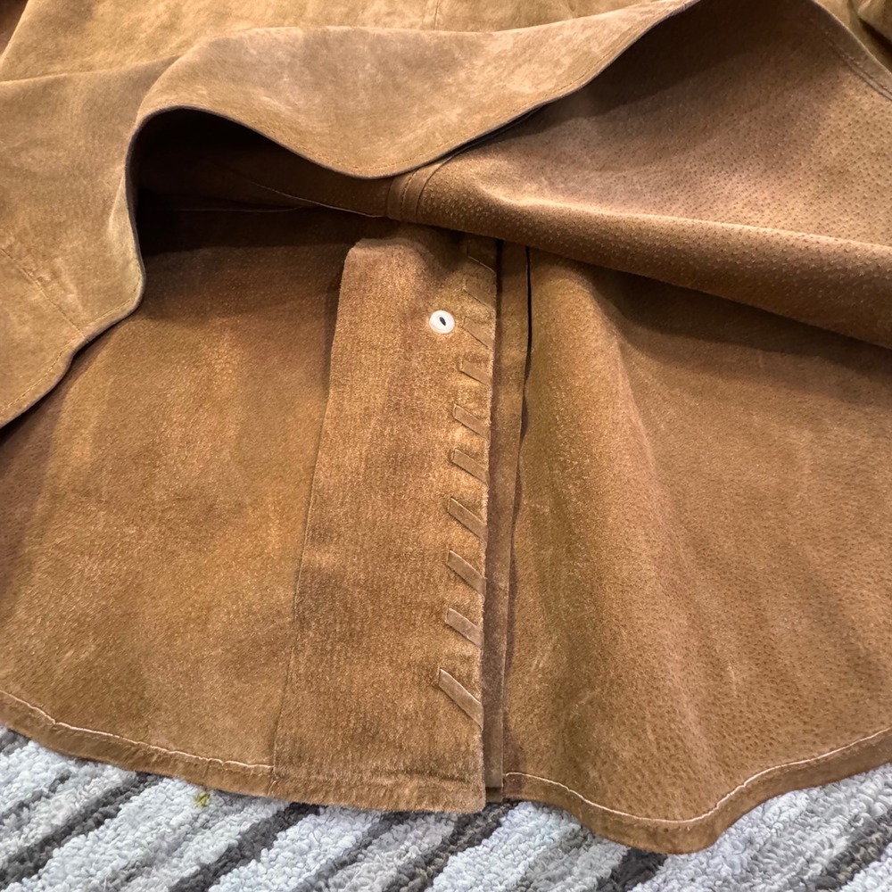 Crossing Pointe‎ Suede Leather Button Down Shirt … - image 3